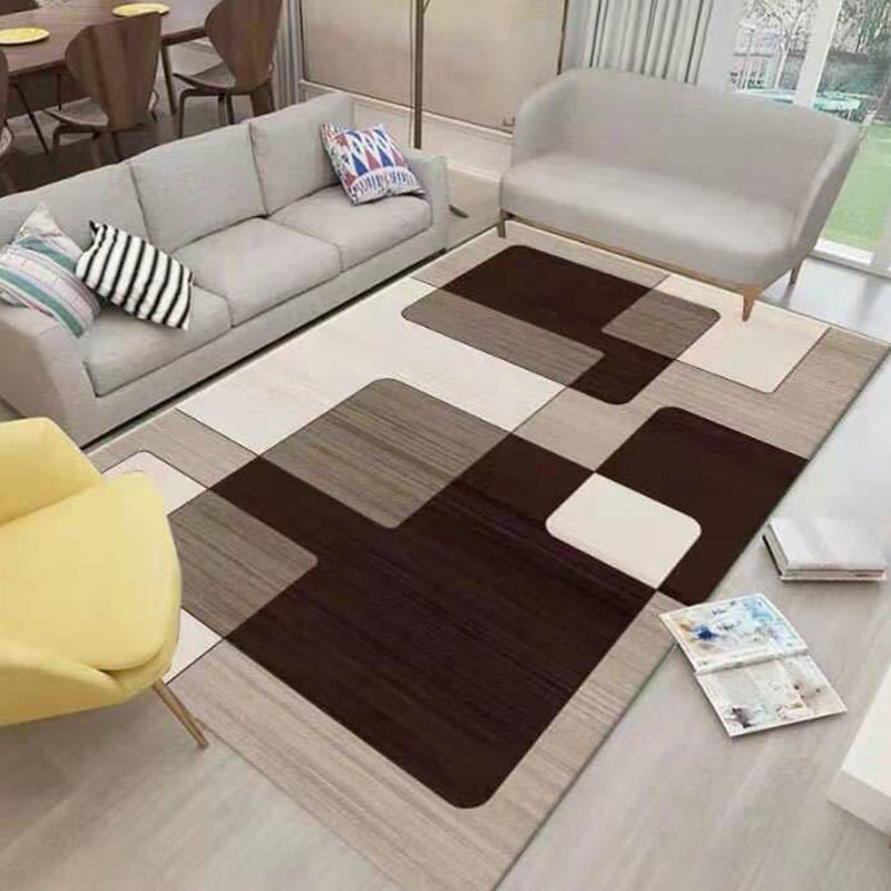 Multi-Colored Geometric Rug Synthetics Contemporary Rug Anti-Slip Stain Resistant Machine Washable Area Rug for Home