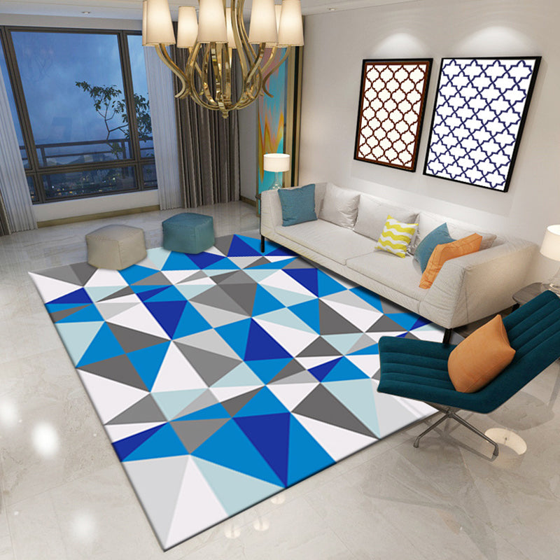 Bold Color Block Geometric Rug Multi Color Modern Rug Polypropylene Machine Washable Non-Slip Stain Resistant Rug for Living Room