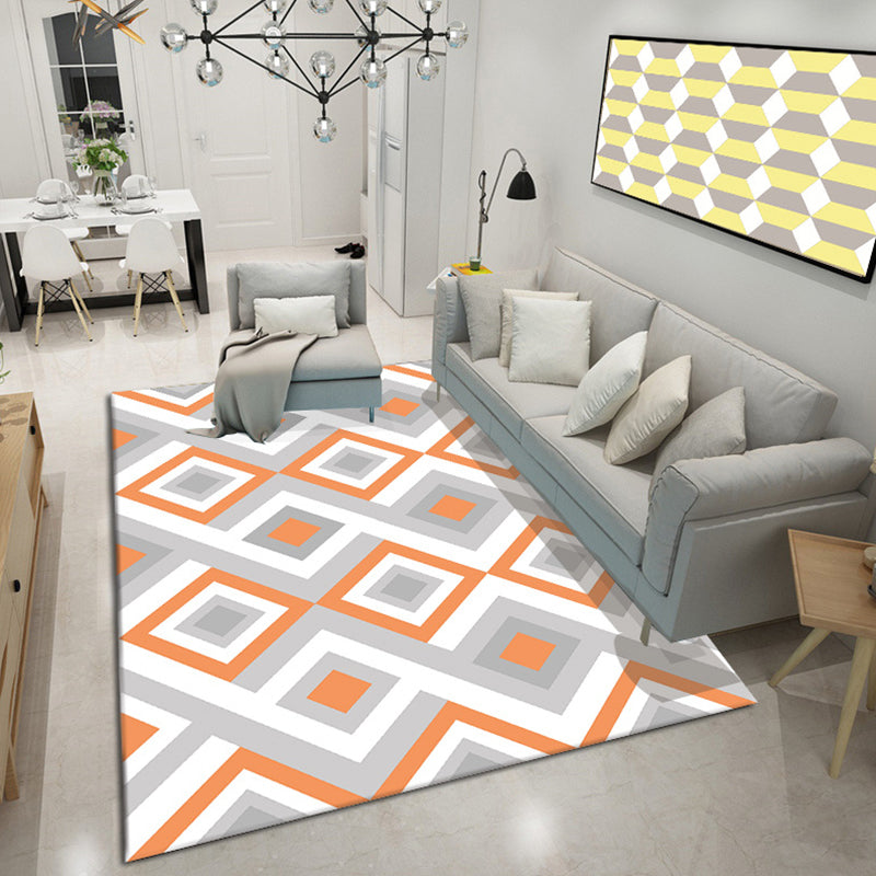 Bold Color Block Geometric Rug Multi Color Modern Rug Polypropylene Machine Washable Non-Slip Stain Resistant Rug for Living Room