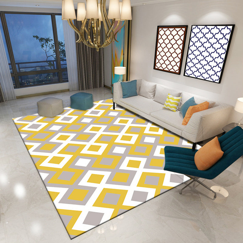Bold Color Block Geometric Rug Multi Color Modern Rug Polypropylene Machine Washable Non-Slip Stain Resistant Rug for Living Room