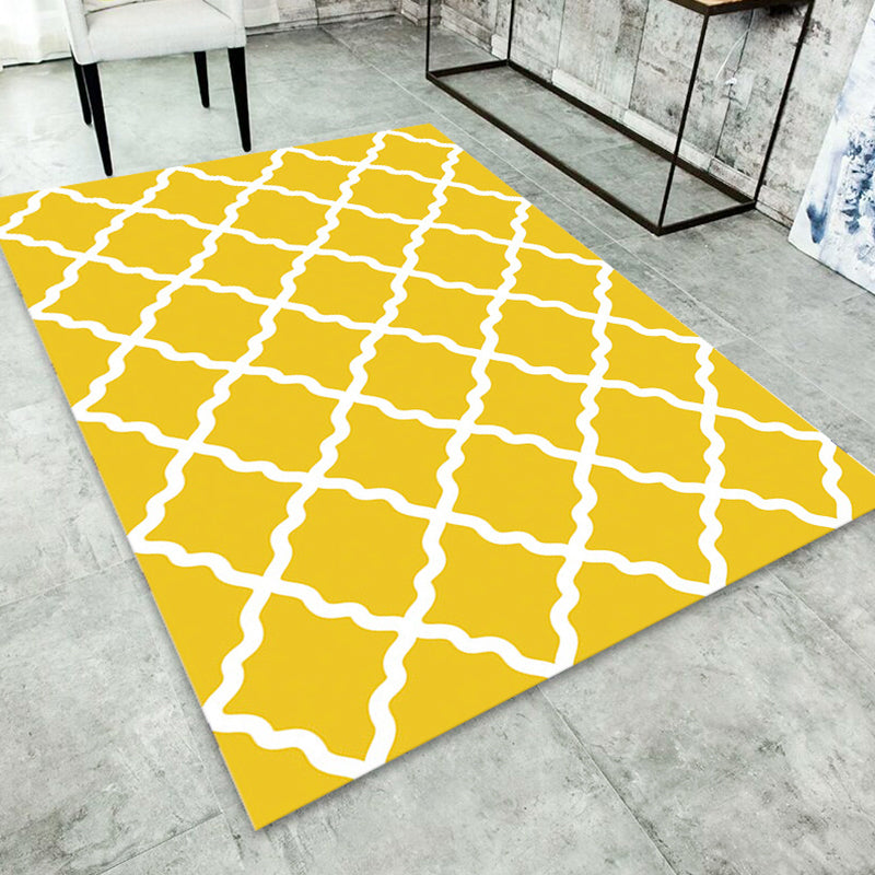 Minimalist Modern Rug Multicolor Geometric Trellis Print Carpet Anti-Slip Machine Washable Pet Friendly Rug for Room