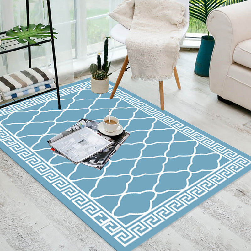 Minimalist Modern Rug Multicolor Geometric Trellis Print Carpet Anti-Slip Machine Washable Pet Friendly Rug for Room