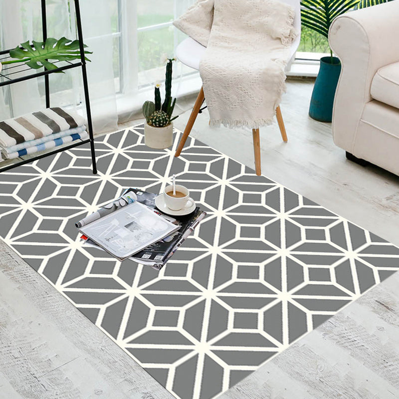 Minimalist Modern Rug Multicolor Geometric Trellis Print Carpet Anti-Slip Machine Washable Pet Friendly Rug for Room