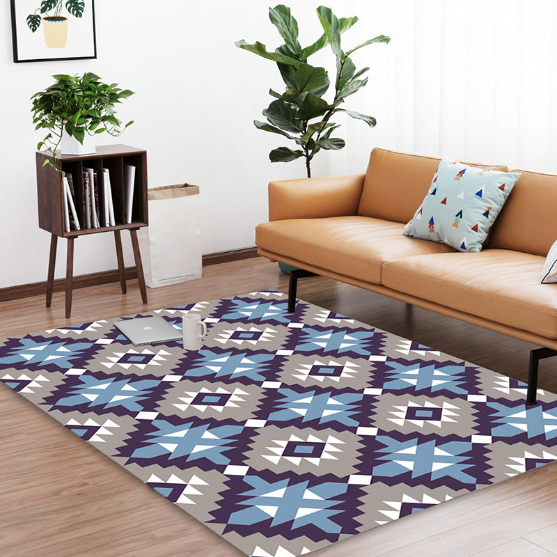 Minimalist Modern Rug Multicolor Geometric Trellis Print Carpet Anti-Slip Machine Washable Pet Friendly Rug for Room