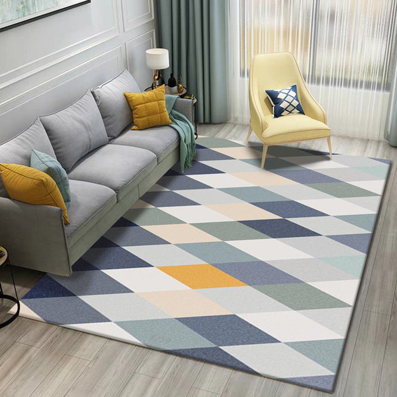 Modern Geometric 3D Printing Rug Multi Colored Polyester Rug Anti-Slip Backing Stain Resistant Washable Carpet for Living Room