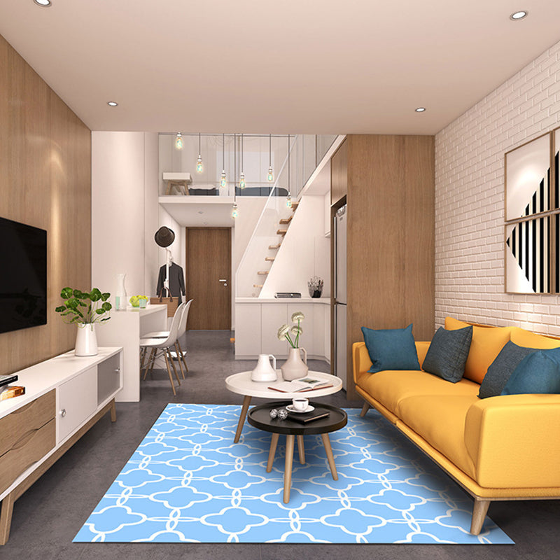 Modern Great Room Rug Multi-Color 3D Geometric Print Rug Carpet Synthetics Non-Slip Pet Friendly Washable Rug