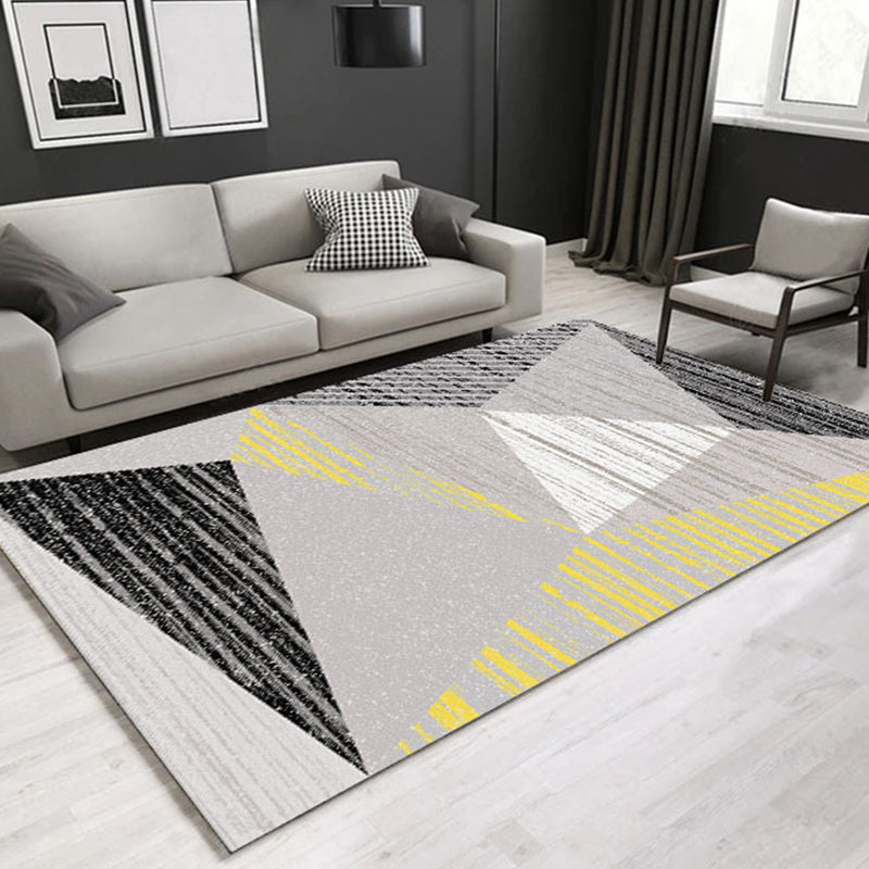 Decorative Multi Color Contemporary Rug Synthetics 3D Geometric Pattern Rug Washable Pet-Friendly Non-Slip Rug for Drawing Room