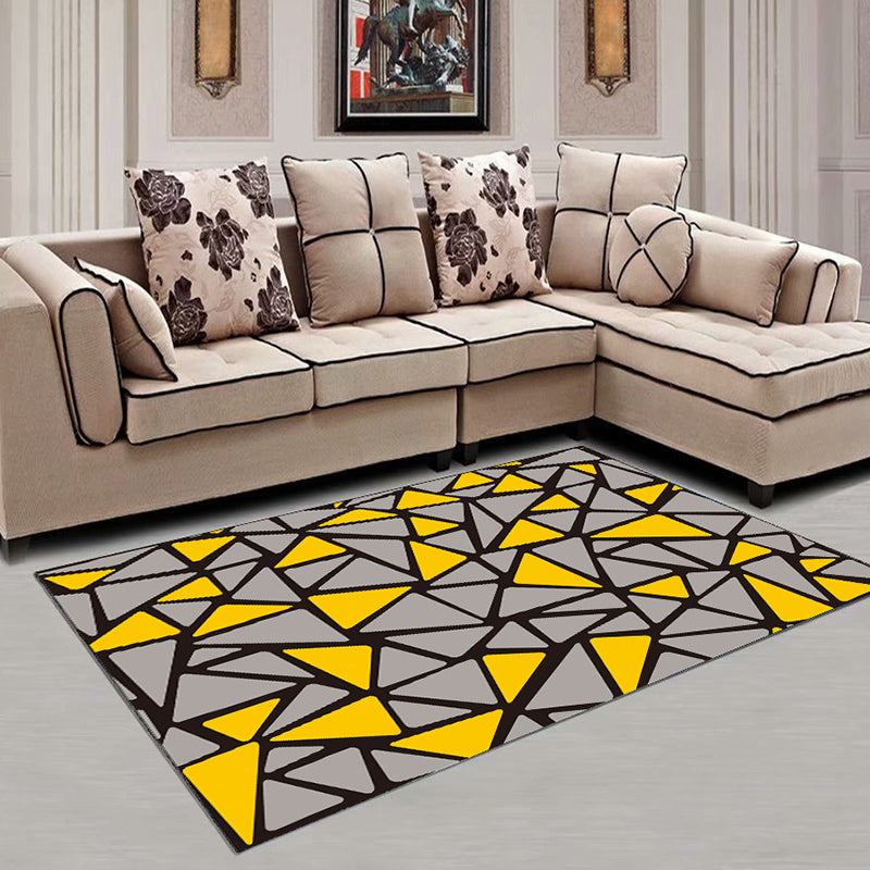 Decorative Multi Color Contemporary Rug Synthetics 3D Geometric Pattern Rug Washable Pet-Friendly Non-Slip Rug for Drawing Room