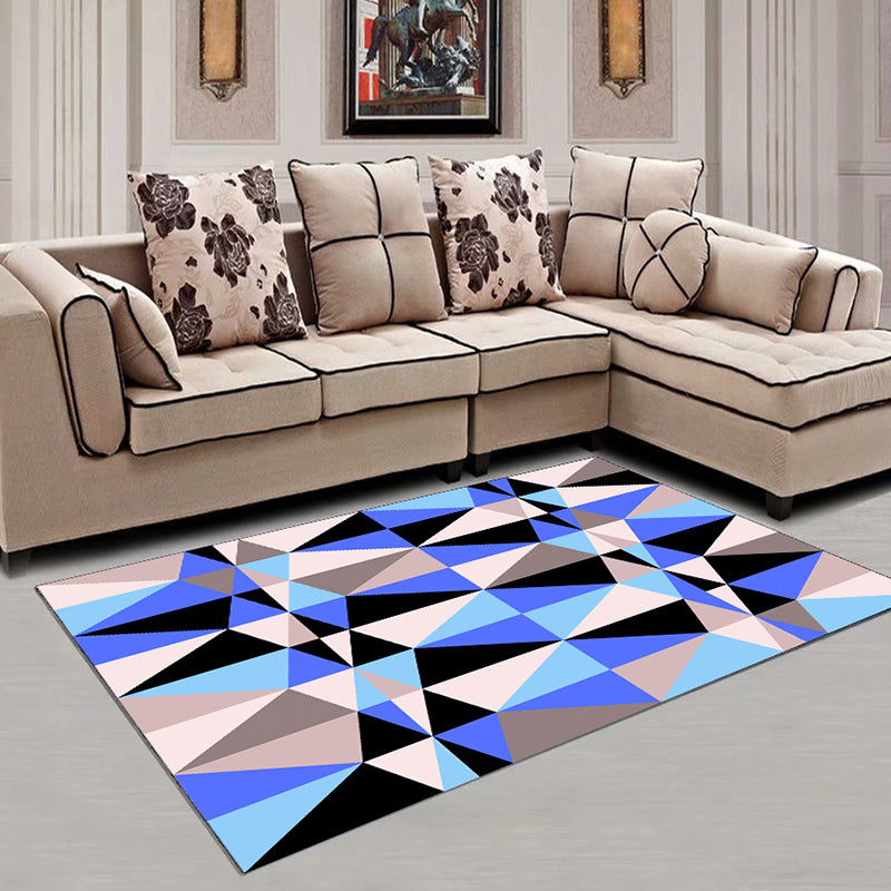 Decorative Multi Color Contemporary Rug Synthetics 3D Geometric Pattern Rug Washable Pet-Friendly Non-Slip Rug for Drawing Room