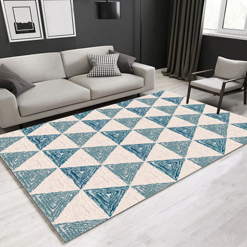 Dekorativer mehrfarbiger zeitgenössischer Teppich aus Synthetik mit geometrischem 3D-Muster, waschbarer, haustierfreundlicher, rutschfester Teppich für das Wohnzimmer