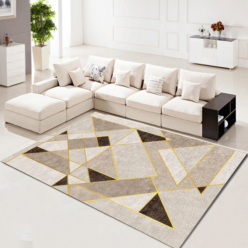 Multi Color Simplicity Rug Polypropylene Geometrical 3D Printed Carpet Machine Washable Non-Slip Pet Friendly Rug for Living Room