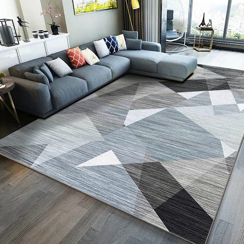 Minimalism 3D Geometric Printed Rug Multicolor Polyester Rug Washable Anti-Slip Backing Stain Resistant Rug for Great Room