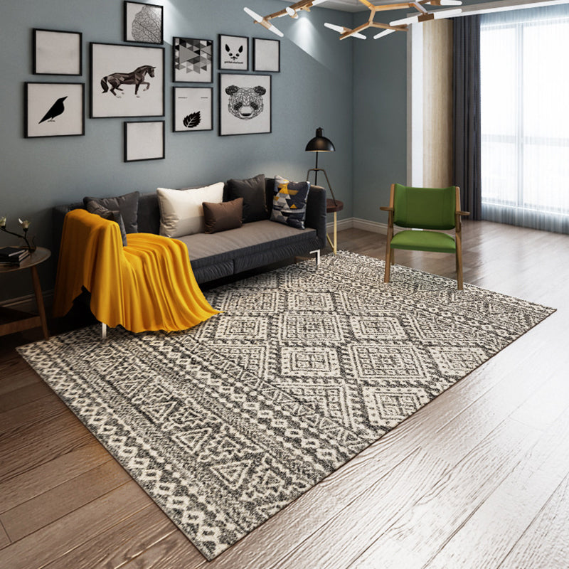 Simple Nordic Style Rug Multi Colored Geometric Print Carpet Washable Non-Slip Stain Resistant Rug for Home