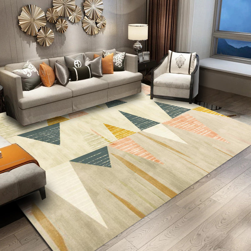 Simple Nordic Style Rug Multi Colored Geometric Print Carpet Washable Non-Slip Stain Resistant Rug for Home