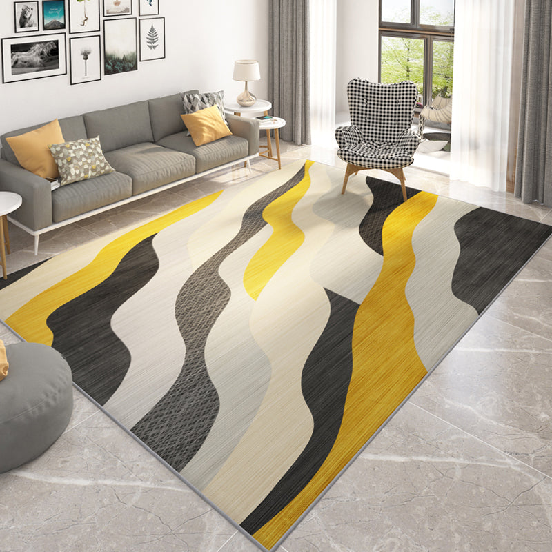 Environmental Geometric Color-Block Rug Multi Color Simplicity Rug Synthetics Pet Friendly Washable Non-Slip Rug for Room