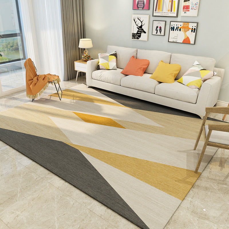 Environmental Geometric Color-Block Rug Multi Color Simplicity Rug Synthetics Pet Friendly Washable Non-Slip Rug for Room