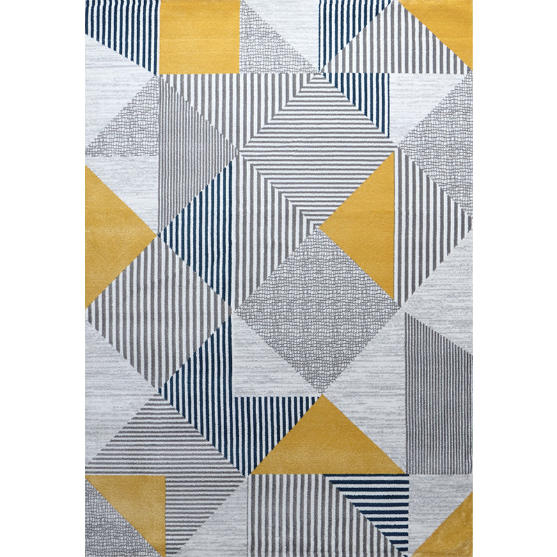 Multi-Color Geometrical Print Rug Polypropylene Modernism Carpet Machine Washable Non-Slip Backing Stain Resistant Rug for Great Room