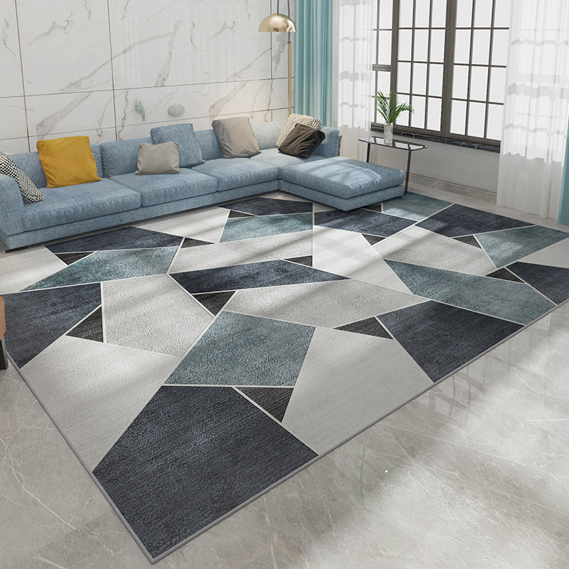 Fashion Nordic Rug Multi-Colored 3D Geometric Printed Carpet Anti-Slip Backing Washable Pet Friendly Rug for Sitting Room
