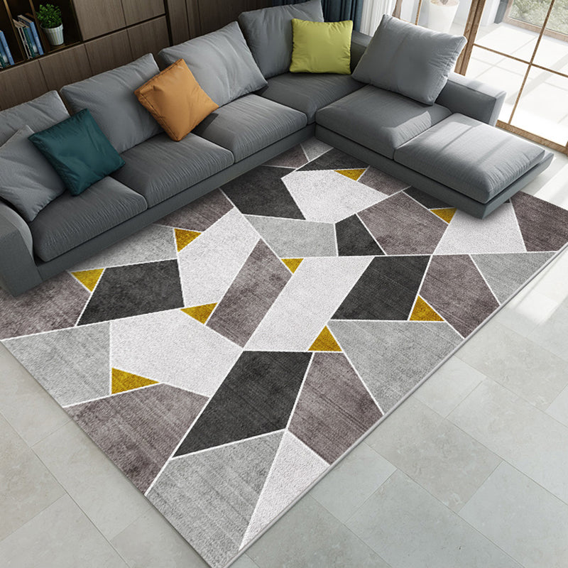 Fashion Nordic Rug Multi-Colored 3D Geometric Printed Carpet Anti-Slip Backing Washable Pet Friendly Rug for Sitting Room