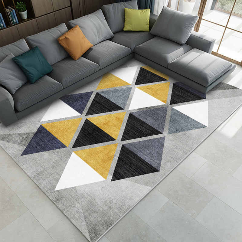 Fashion Nordic Rug Multi-Colored 3D Geometric Printed Carpet Anti-Slip Backing Washable Pet Friendly Rug for Sitting Room