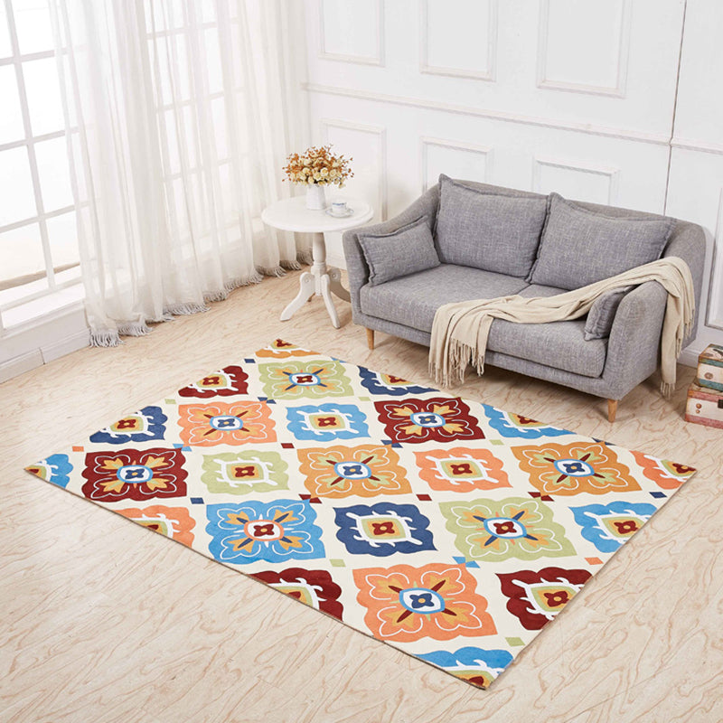 Minimalistic 3D Geometric Rug Multicolor Polyester Area Carpet Pet Friendly Non-Slip Backing Washable Rug for Living Room