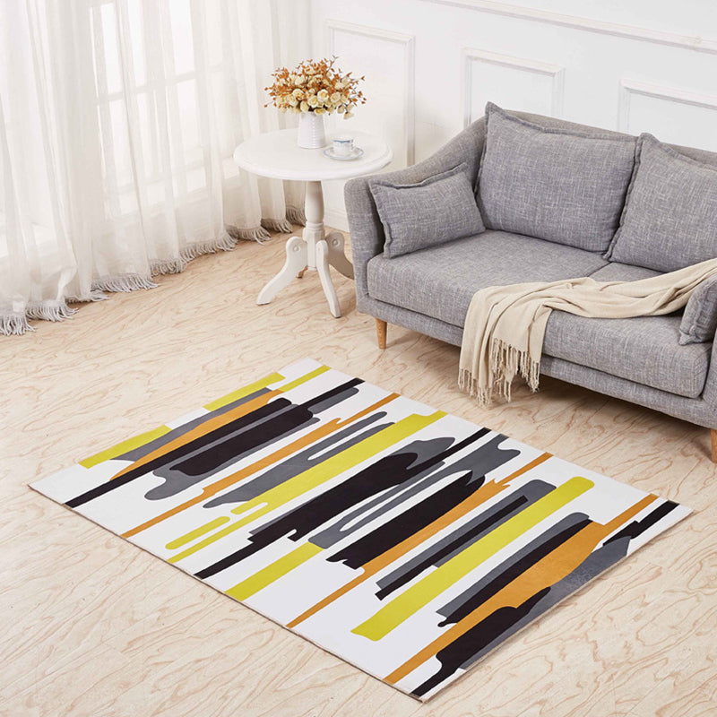 Minimalistic 3D Geometric Rug Multicolor Polyester Area Carpet Pet Friendly Non-Slip Backing Washable Rug for Living Room