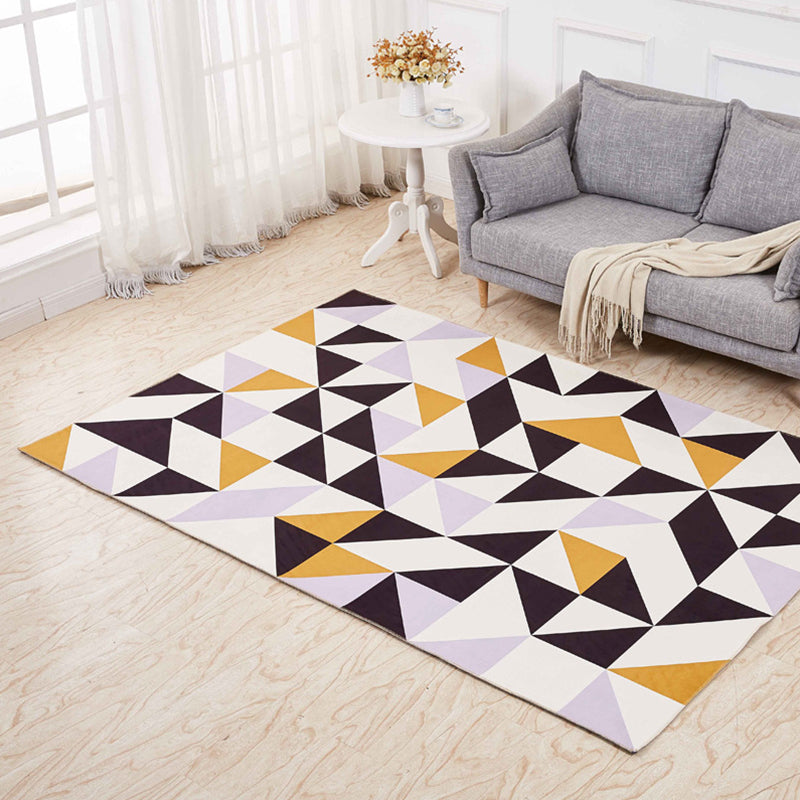 Minimalistic 3D Geometric Rug Multicolor Polyester Area Carpet Pet Friendly Non-Slip Backing Washable Rug for Living Room