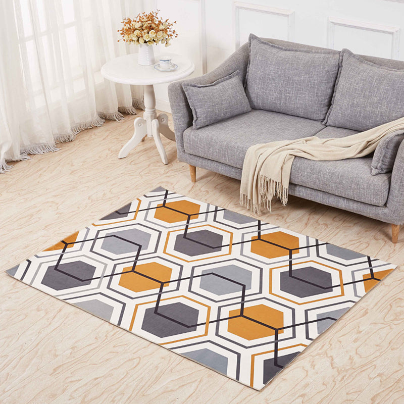 Minimalistic 3D Geometric Rug Multicolor Polyester Area Carpet Pet Friendly Non-Slip Backing Washable Rug for Living Room
