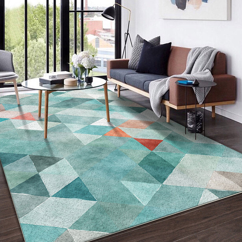 Multicolored Living Room Rug Modern Geometric 3D Illusion Rug Synthetics Non-Slip Backing Stain Resistant Machine Washable Area Rug