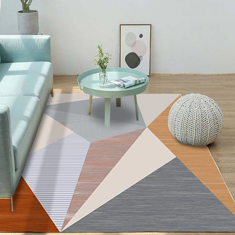 Multicolored Living Room Rug Modern Geometric 3D Illusion Rug Synthetics Non-Slip Backing Stain Resistant Machine Washable Area Rug