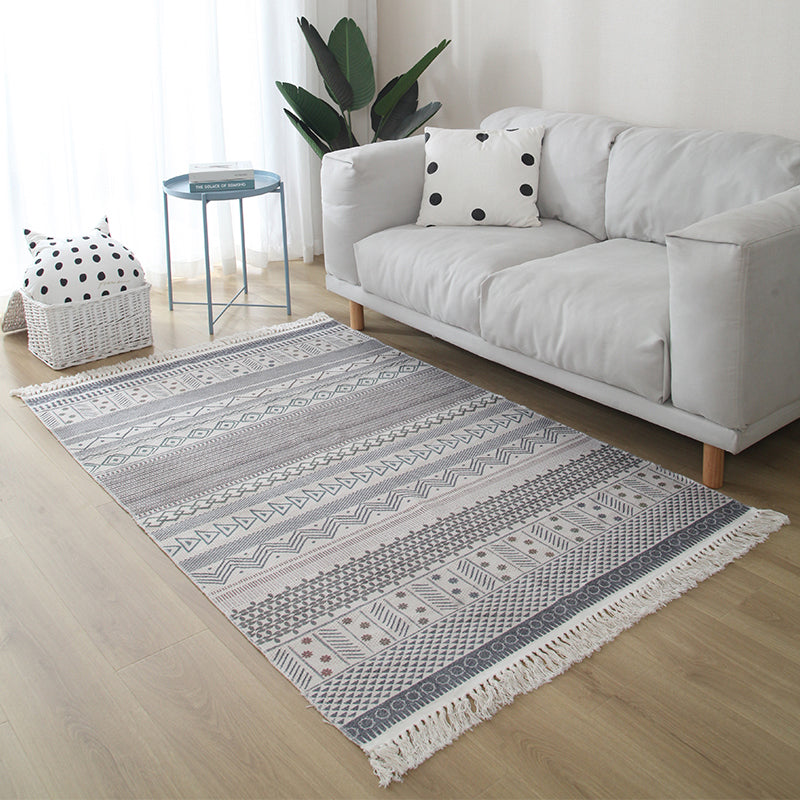 Casual woonkamer vloerkleed multi-gekleurde geometrische geprint gebied tapijt jute vlekbestendige handgemaakte binnendarbasis met kwastje