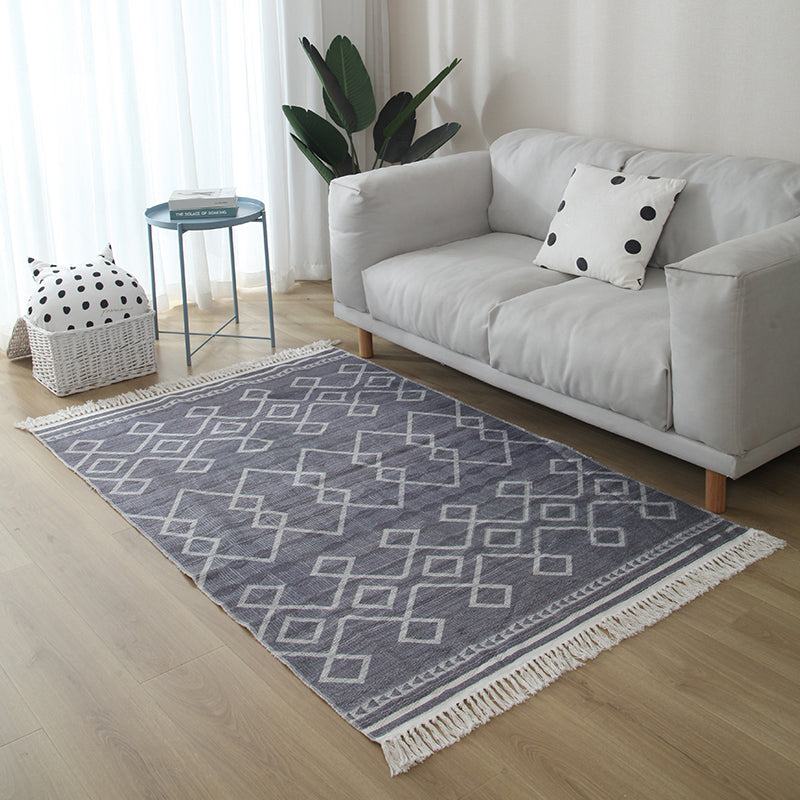 Casual woonkamer vloerkleed multi-gekleurde geometrische geprint gebied tapijt jute vlekbestendige handgemaakte binnendarbasis met kwastje
