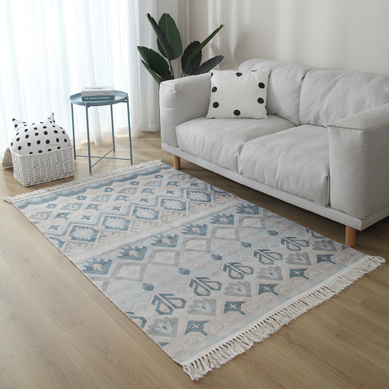 Casual woonkamer vloerkleed multi-gekleurde geometrische geprint gebied tapijt jute vlekbestendige handgemaakte binnendarbasis met kwastje