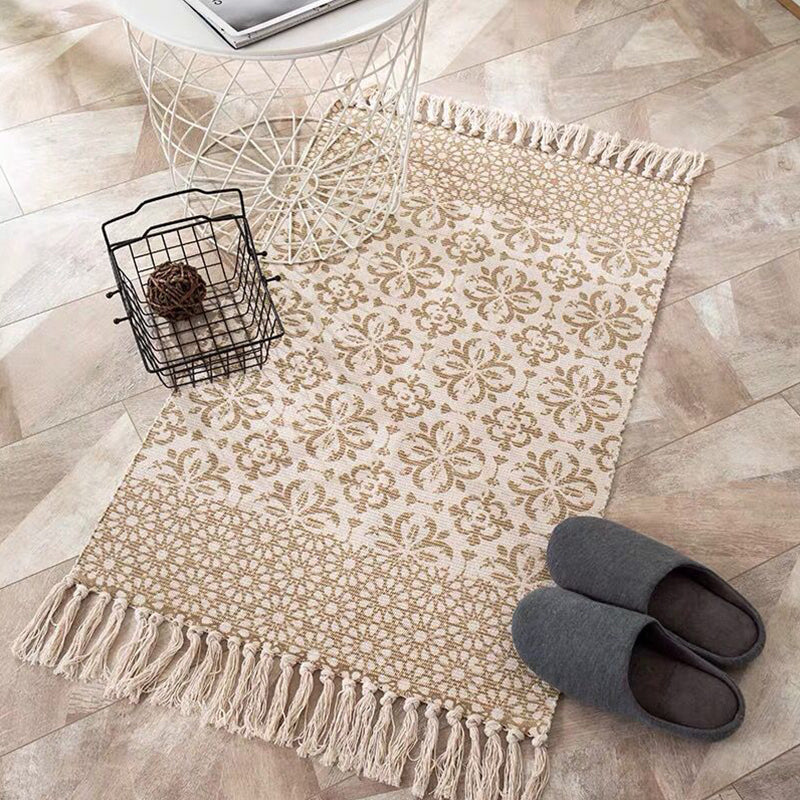Multi Color Comfort Rug Jute Geometrisch Gedrukt gebied Tapijt Easy Care Liet-resistente huisdiervriendelijke kleed met kwastje voor slaapkamer