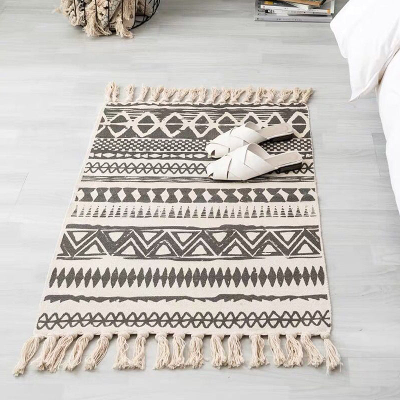 Multi Color Comfort Rug Jute Geometrisch Gedrukt gebied Tapijt Easy Care Liet-resistente huisdiervriendelijke kleed met kwastje voor slaapkamer