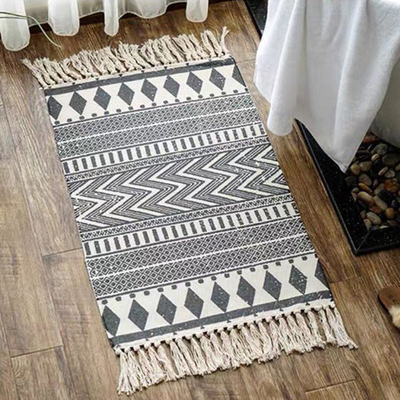 Multi Color Comfort Rug Jute Geometrisch Gedrukt gebied Tapijt Easy Care Liet-resistente huisdiervriendelijke kleed met kwastje voor slaapkamer