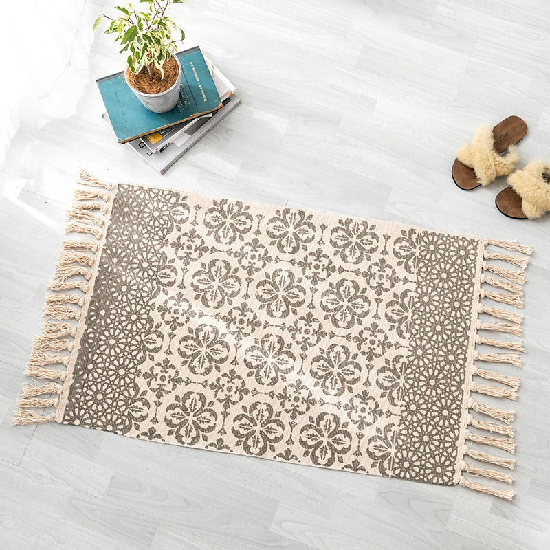 Boheemse slaapkamer Tapijt Kleed Multi Color Geo Gedrukt gebied Tapijt Jute Pet Vriendelijk Gemakkelijke verzorging Stain-resistente tapijt met kwastje