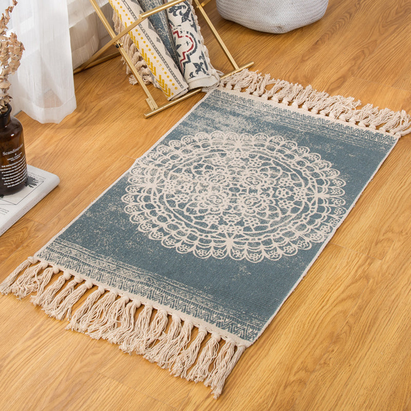 Boheemse slaapkamer Tapijt Kleed Multi Color Geo Gedrukt gebied Tapijt Jute Pet Vriendelijk Gemakkelijke verzorging Stain-resistente tapijt met kwastje