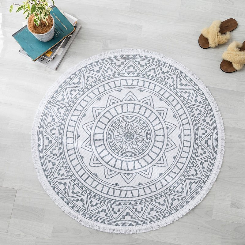 Multi Colored Bedroom Rug Relaxing Geometric Printed Area Carpet Jute Easy Care Pet Friendly Indoor Rug