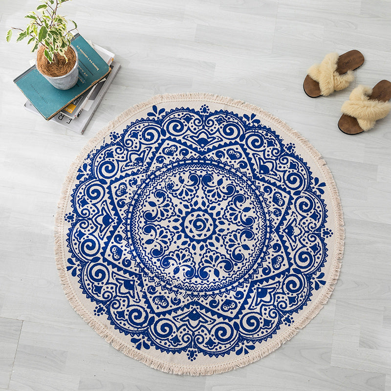 Multi Colored Bedroom Rug Relaxing Geometric Printed Area Carpet Jute Easy Care Pet Friendly Indoor Rug