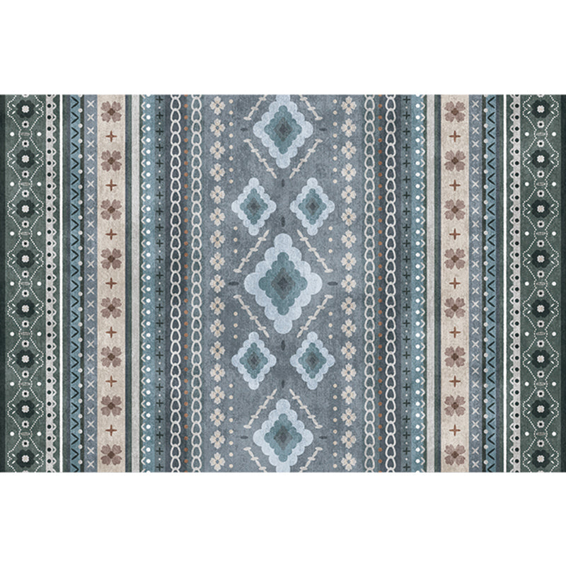 Natural Living Room Rug Multi-Color Geo Printed Area Carpet Synthetics Anti-Slip Backing Pet Friendly Indoor Rug