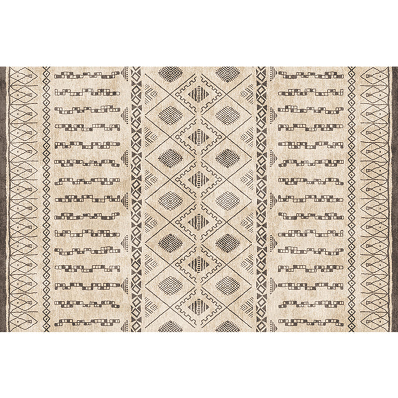 Natural Living Room Rug Multi-Color Geo Printed Area Carpet Synthetics Anti-Slip Backing Pet Friendly Indoor Rug