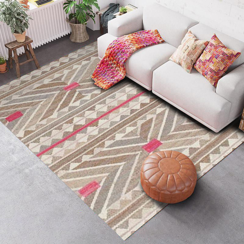 Southwestern Geo Pattern Rug Multi-Color Polyster Area Rug Easy Care Pet Friendly Washable Area Carpet for Room