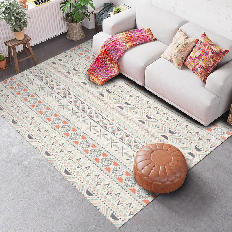 Southwestern Geo Pattern Rug Multi-Color Polyster Area Rug Easy Care Pet Friendly Washable Area Carpet for Room