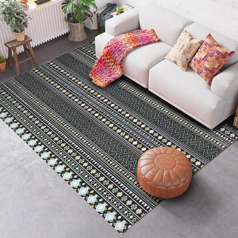 Southwestern Geo Pattern Rug Multi-Color Polyster Area Rug Easy Care Pet Friendly Washable Area Carpet for Room