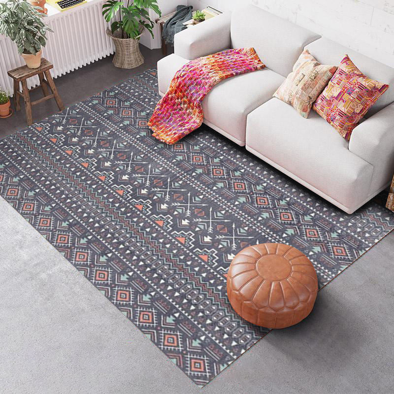 Southwestern Geo Pattern Rug Multi-Color Polyster Area Rug Easy Care Pet Friendly Washable Area Carpet for Room