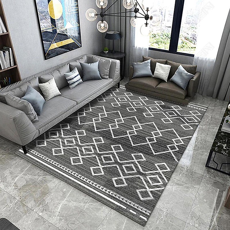 Nordic Decoration Rug Multicolored Geometric Print Indoor Rug Polyster Non-Slip Pet Friendly Washable Area Carpet