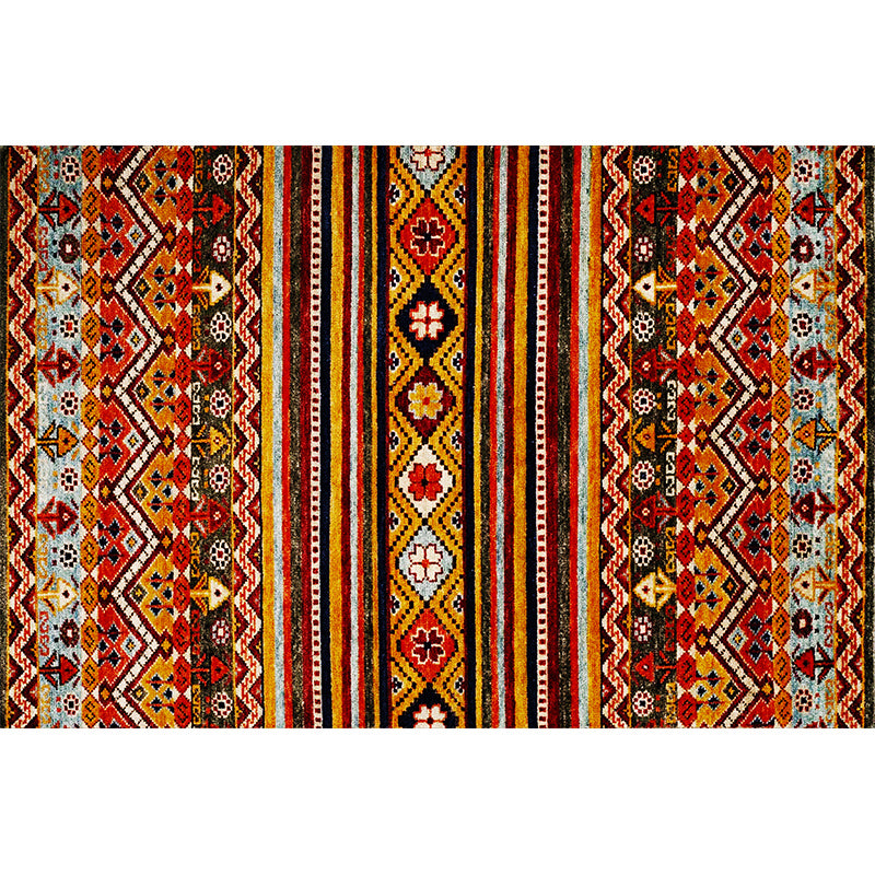 Boho-Chic Stripe Printed Rug Multi-Colored Polyster Area Rug Anti-Slip Backing Pet Friendly Area Carpet for Living Room