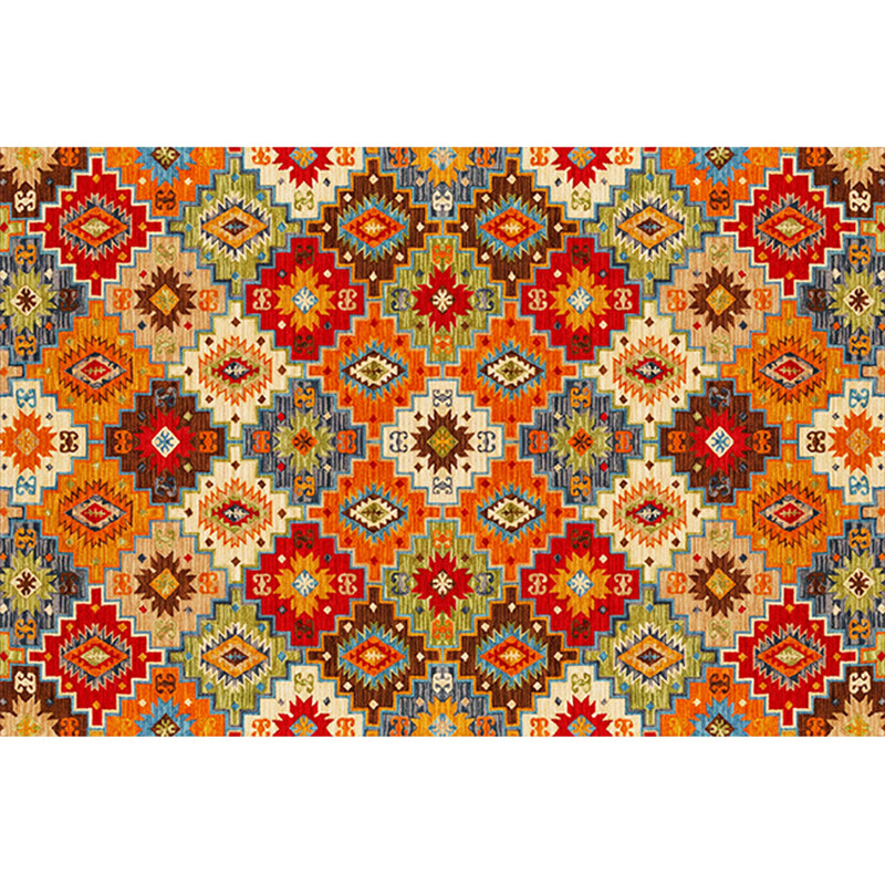 Boho-Chic Stripe Printed Rug Multi-Colored Polyster Area Rug Anti-Slip Backing Pet Friendly Area Carpet for Living Room