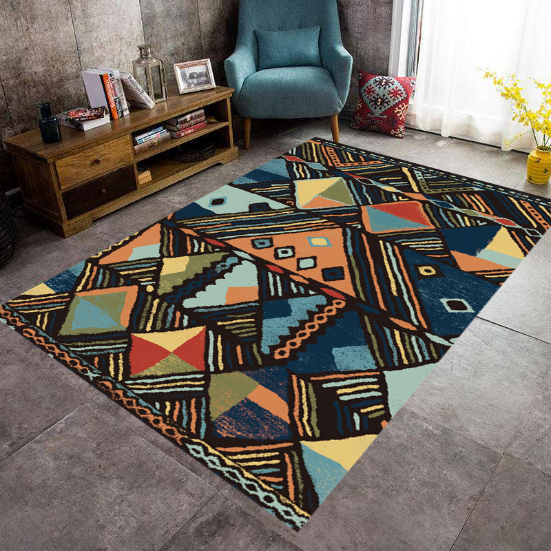 Boho Parlor Tapijt Multi-kleuren geometrisch geprint gebied Tapijt Synthetisch Synthetisch Non-slip Pet Vriendelijk Gemakkelijke verzorging Binnen Tapijt